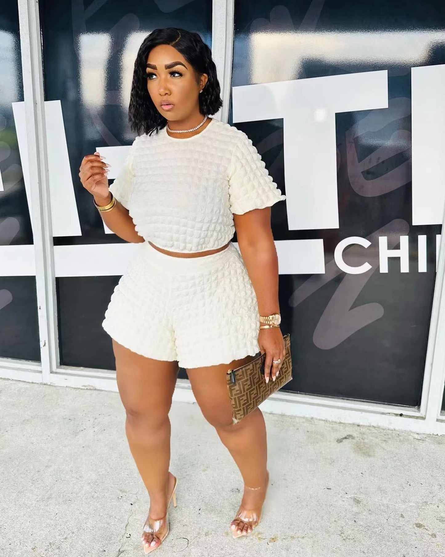 Doweha Womens Two Piece Short Sets for Summer Cute 2 Piece Outfits 2026 Casual Short Sleeve Crop Top And Shorts Matching Sets