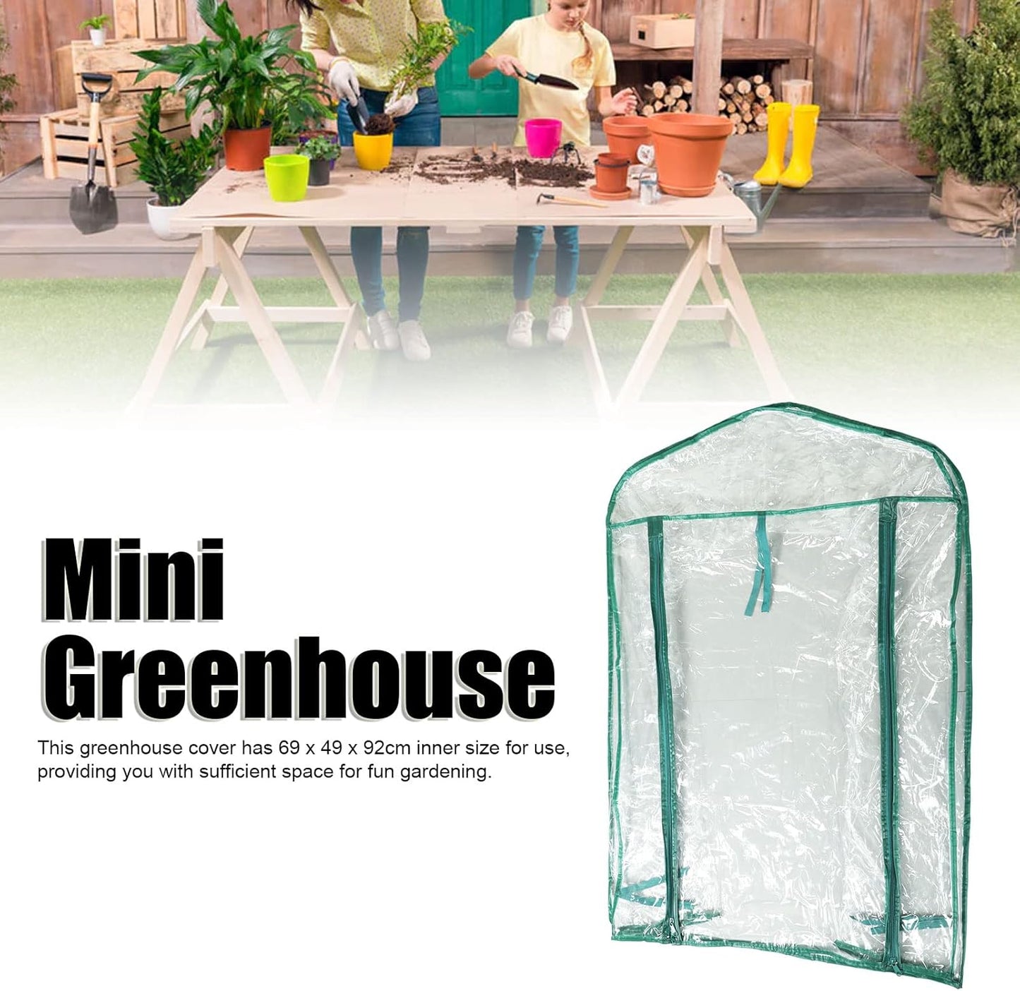 PVC Plant Greenhouse Cover - 2 Tier Mini Walk-in Greenhouse for Indoor/Outdoor Gardening - 27 x 19 x 36 Inch
