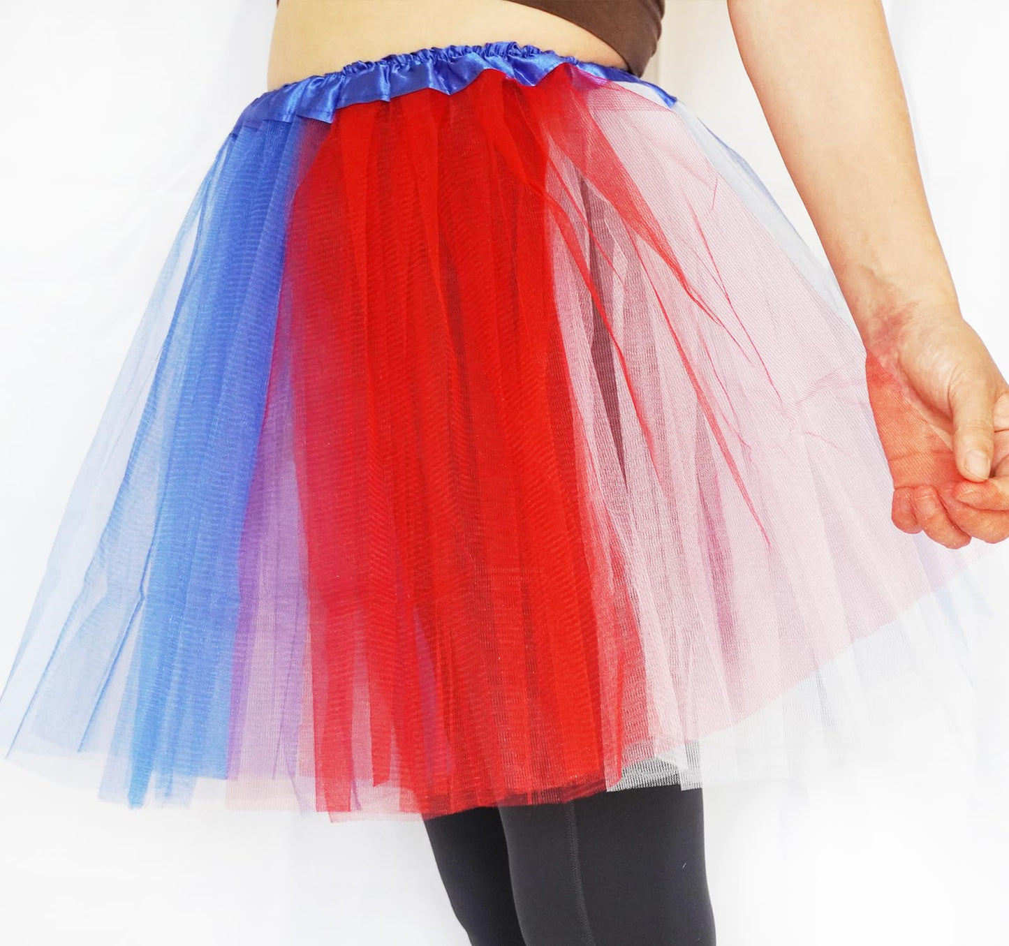 Plus Size Women Adult Red White Blue Running Tutu Skirt,Teens 4th of July Tutu L/3XL USA Star Tulle Skirt Patriotic Costume