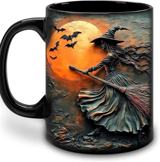 AICHENG Halloween Mug Witch Cauldron coffee Mug《The pattern is not 3D》
