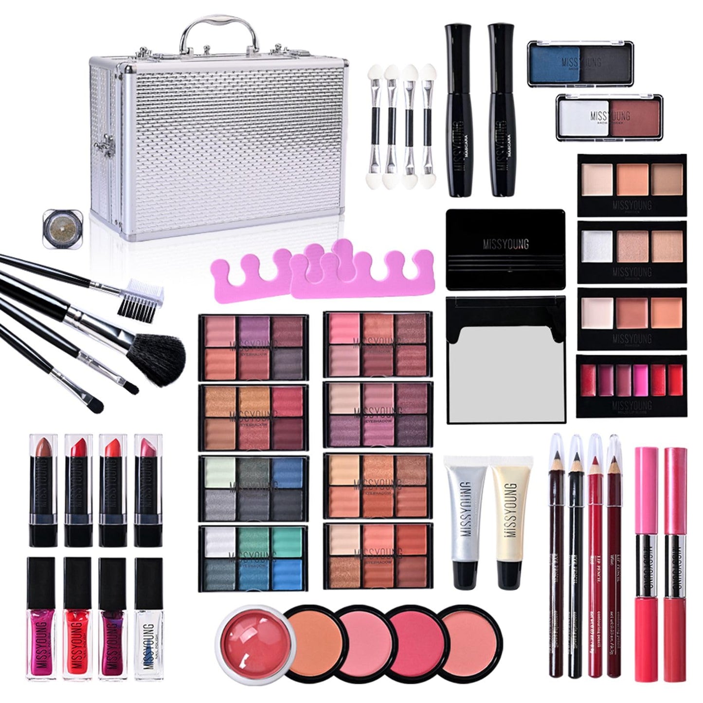 All-in-one Holiday Make up Gift Set | Makeup Kit for Women Full Kit Essential Starter Bundle Include Eyeshadow Palette Lipstick Blush Foundation Concealer Face Powder Mascara Lipgloss Brush