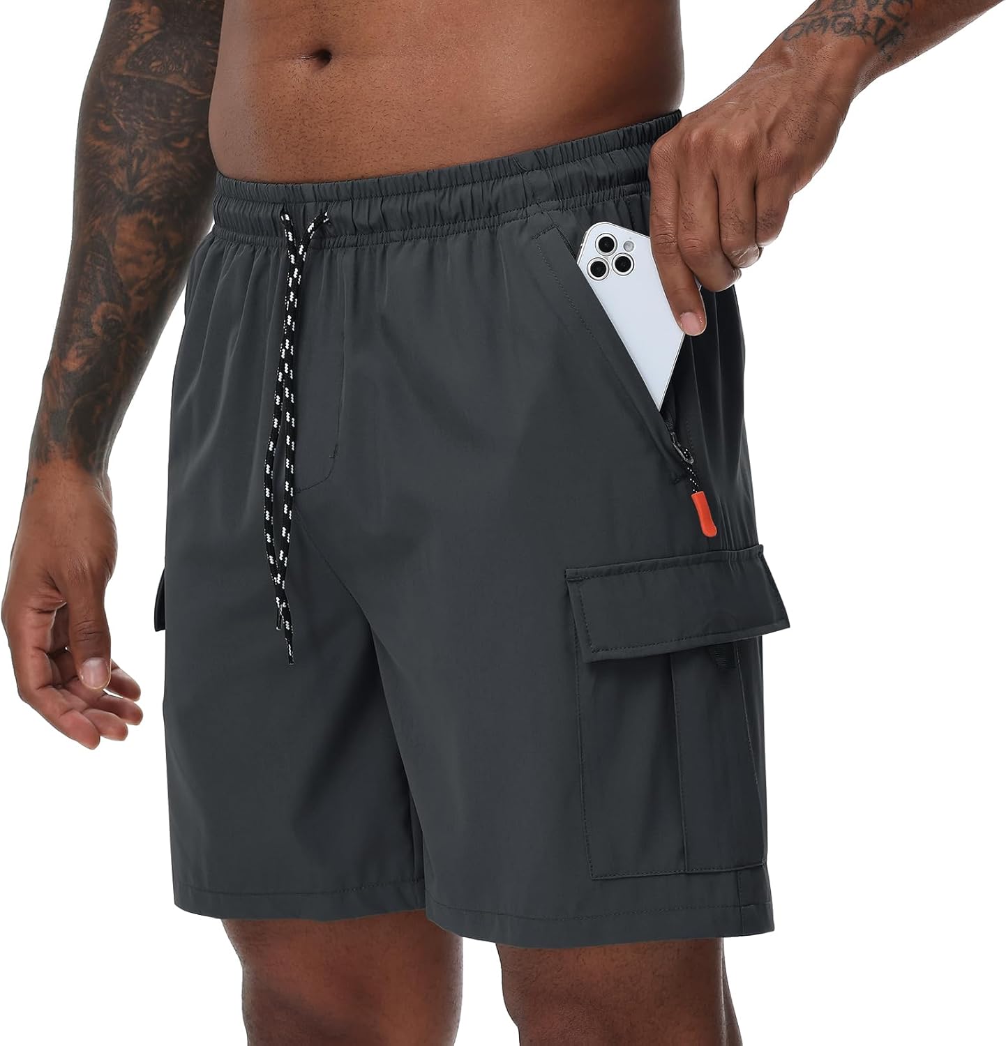 Men's Cargo Shorts Quick Dry Lightweight Stretch Hiking Shorts for Men with 5 Pockets No Lining