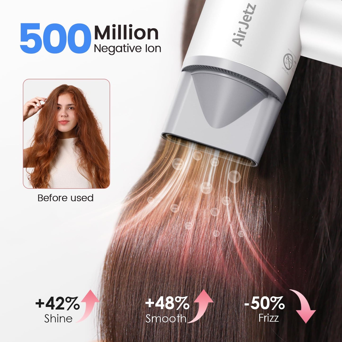 Hair Dryer, 110,000 RPM High-Speed Ionic Blow Dryer for Fast Drying, Professional Lightweight Hairdryer with Diffuser, Magnetic Nozzle, 4 Temps & 2 Speeds, Low Noise for Travel - Black