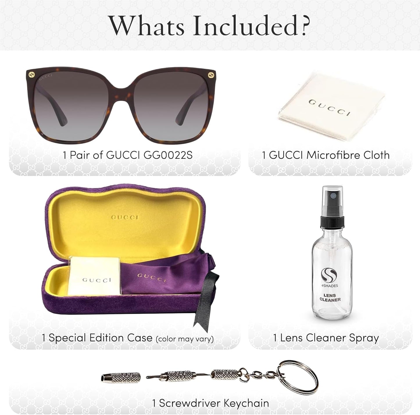 Gucci GG0022S Women Designer Square Shape Sunglasses: Square Frame Eyewear with Non-Polarized Lenses - Epitome of Luxury and Style