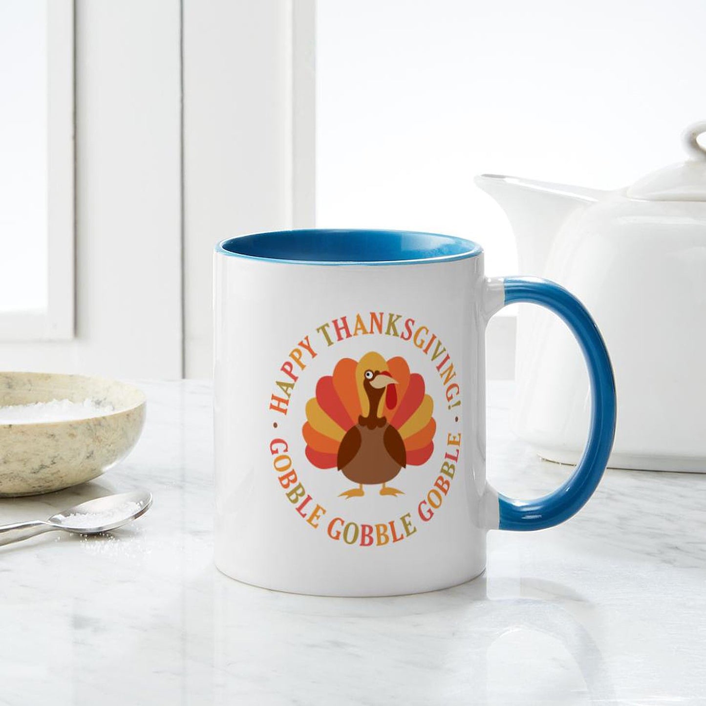 CafePress Happy Thanksgiving Turkey Mugs 11 oz (325 ml) Ceramic Coffee Mug