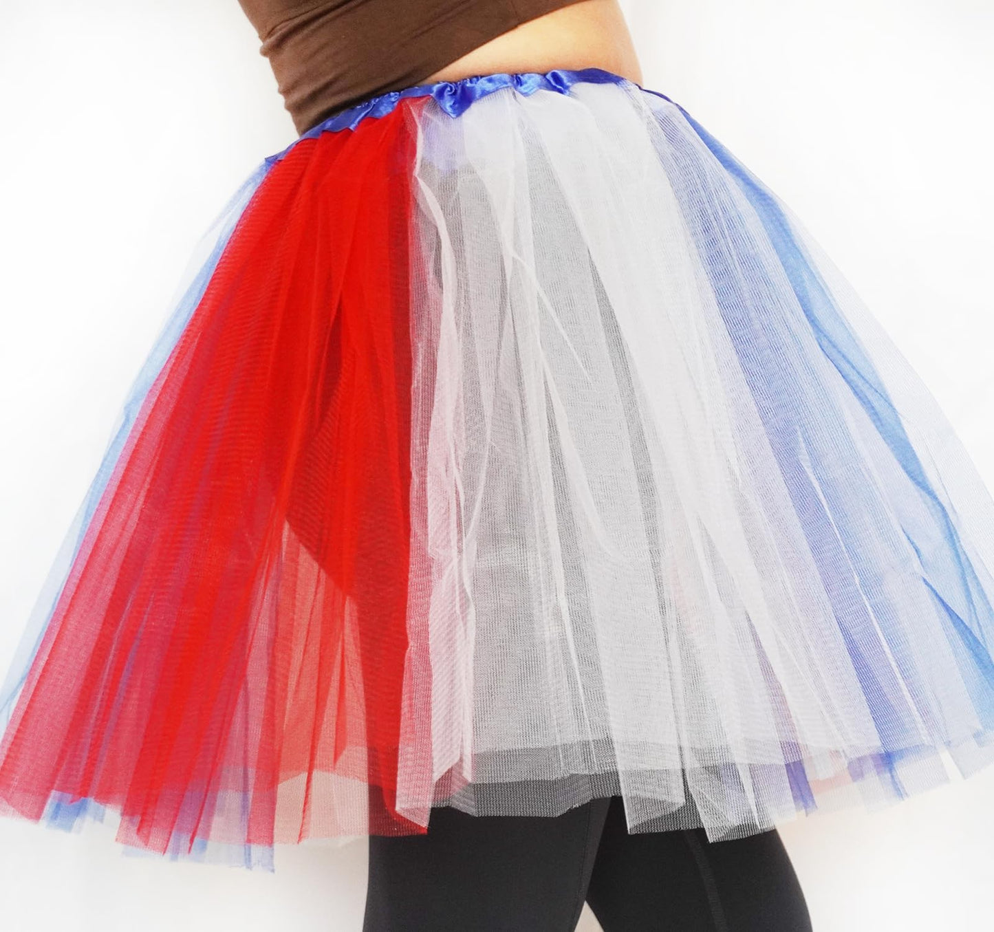Plus Size Women Adult Red White Blue Running Tutu Skirt,Teens 4th of July Tutu L/3XL USA Star Tulle Skirt Patriotic Costume