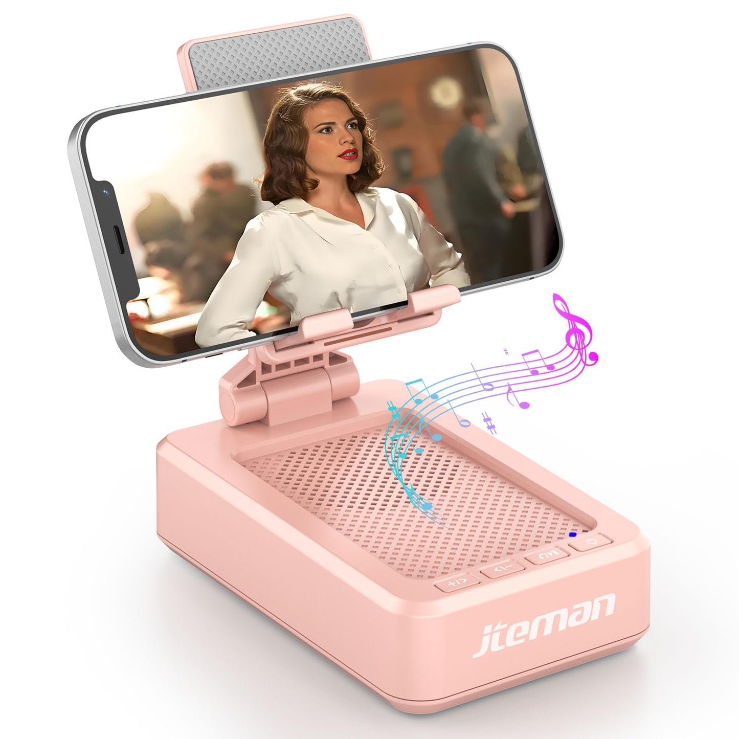 JTEMAN Tablet Stand Adjustable with Bluetooth Speakers,Kitchen Gadgets,Gifts for Women Men,Wireless Bluetooth Speaker Tablet Holder,Desk Mic Charging Sation Compatible with Phones and Tablet