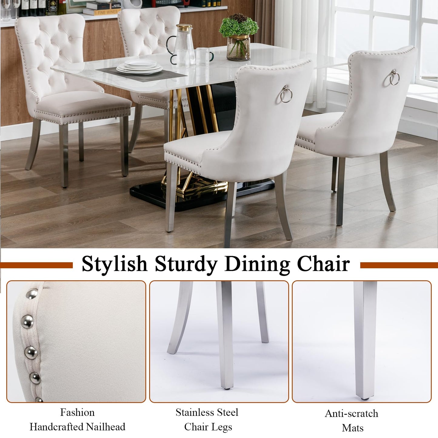 HomVent 70" Faux Marble Dining Table Set for 6, Rectangular Marble Top Kitchen Table Set, Kitchen & Dining Room Sets, Dining Table and Dining Chair