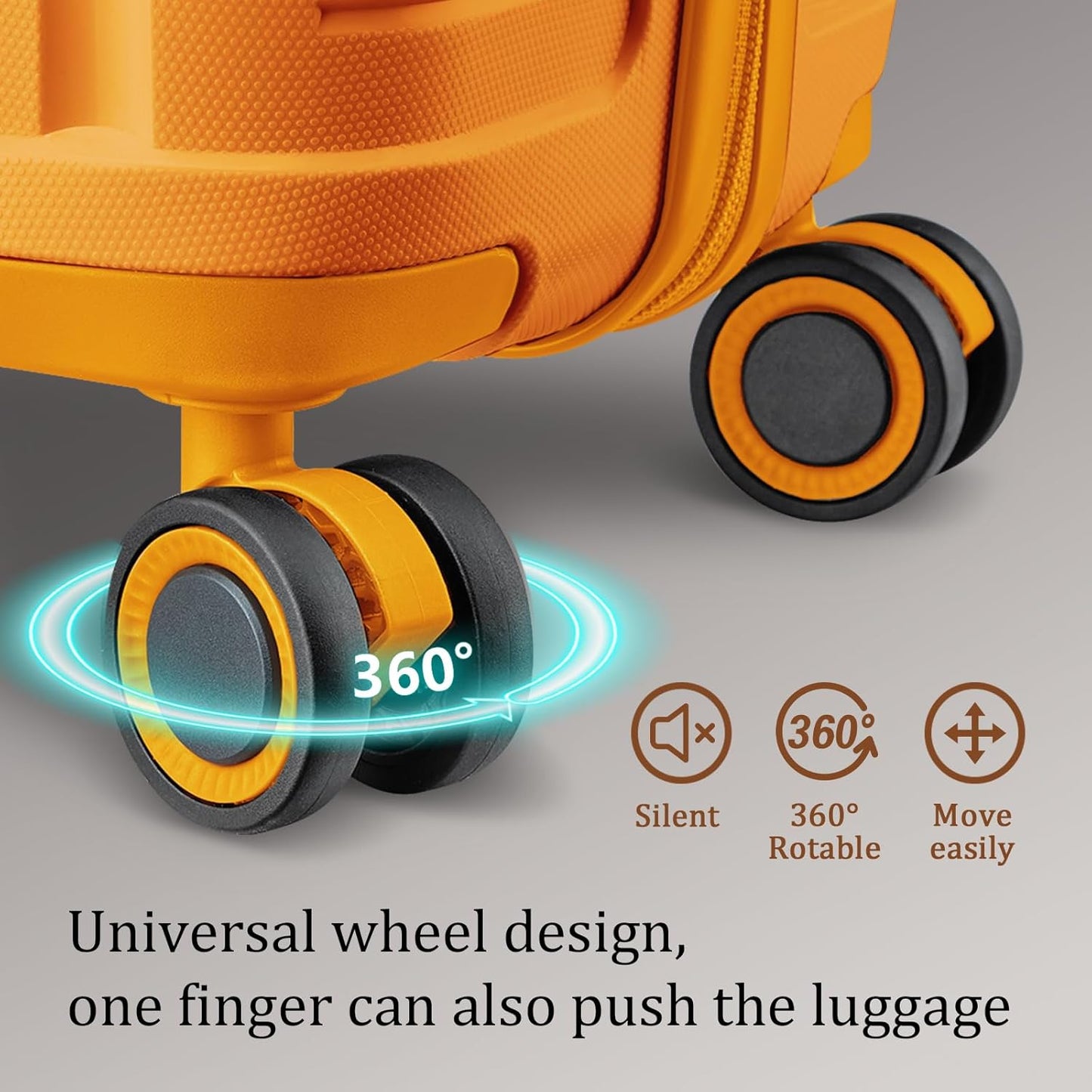 Joyway Luggage Sets 5 Piece PP Hardshell Carry on Suitcase, Travel Lightweight Carry-on with Double Spinner Wheels and TSA Lock, Purple