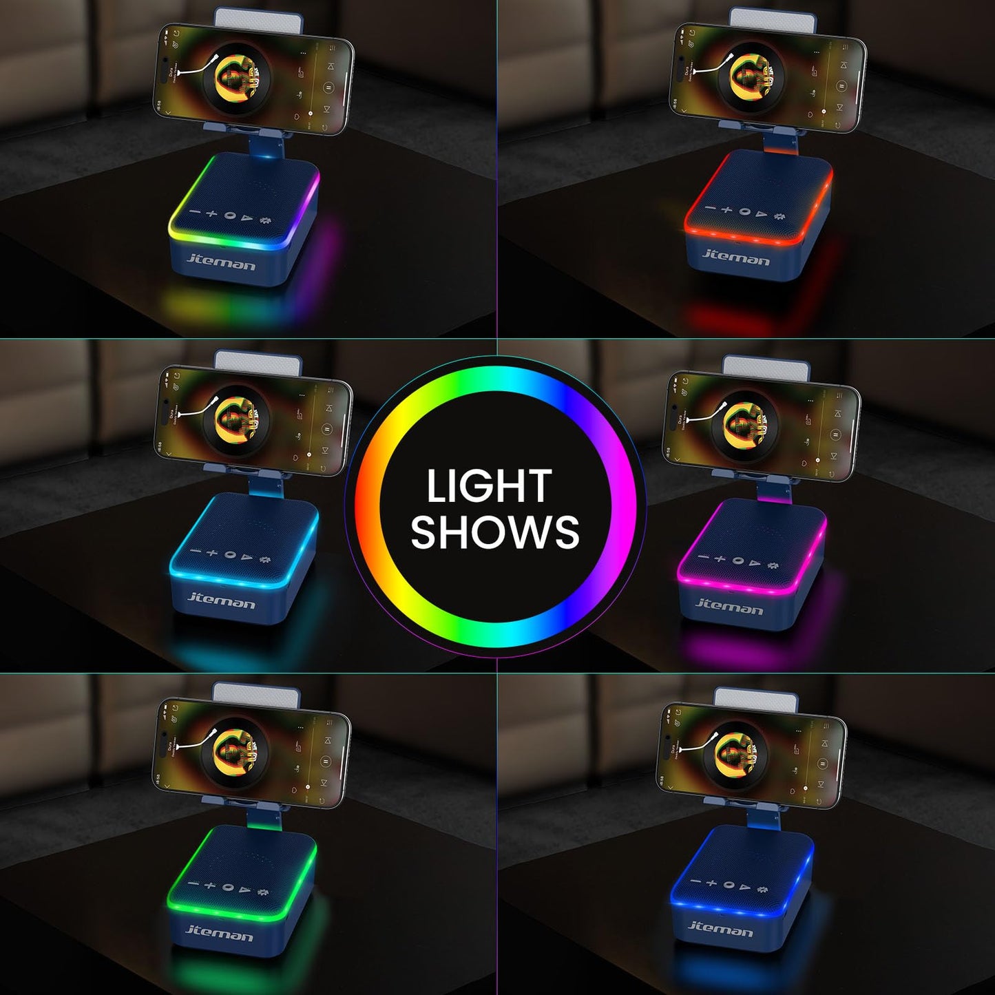 JTEMAN Gifts for Men Women,Cell Phone Stand with Bluetooth Speaker and LED Light,Cool Tech Gadgets,Unique Birthday Gifts for Men Husband Mom Dad-Pink