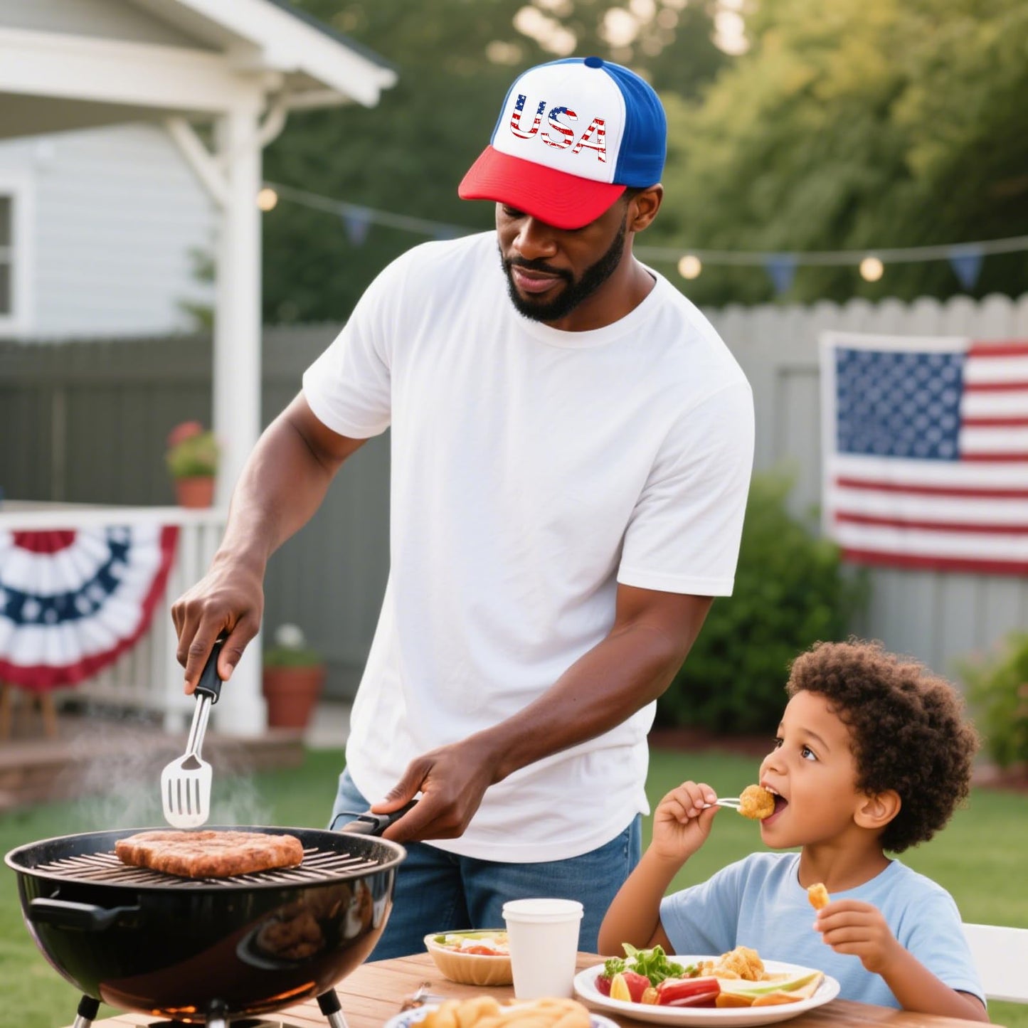 American Flag Trucker Hat USA Snapback Hat 4th of July Patriotic Hats for Men Women