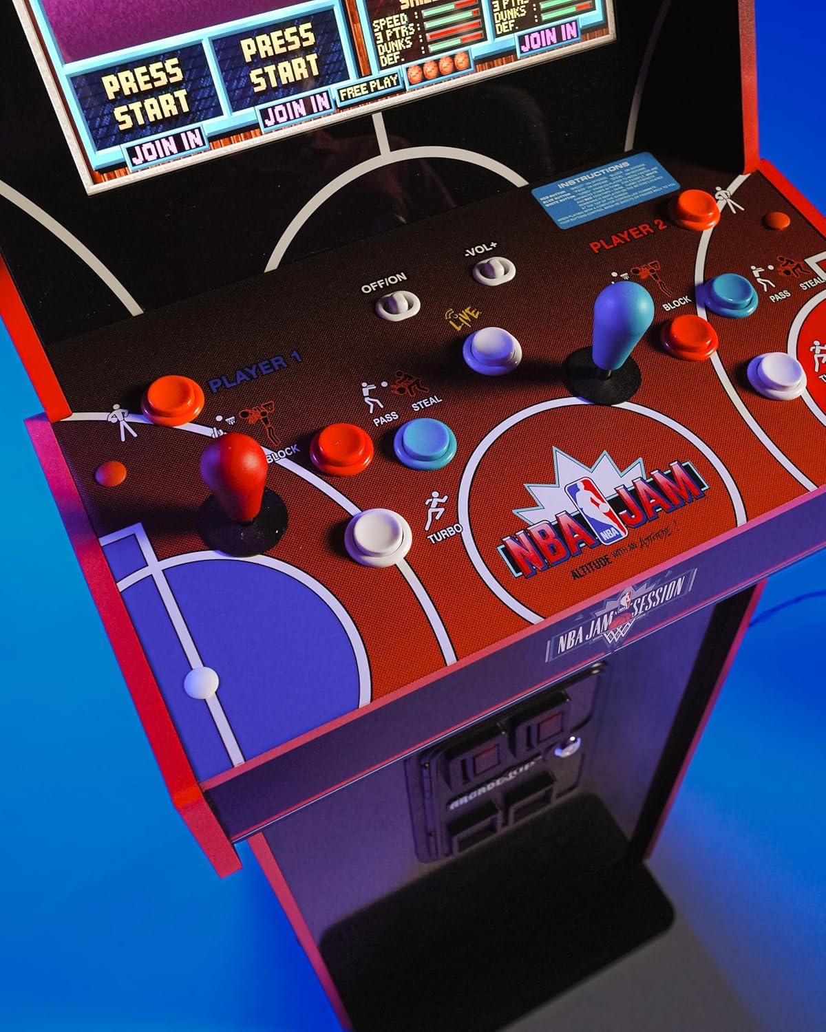 ARCADE1UP NBA Jam Deluxe 2-Player Control Panel Arcade Machine, Built for Your Home, 5 Foot Tall Cabinet with 3 Classic Games
