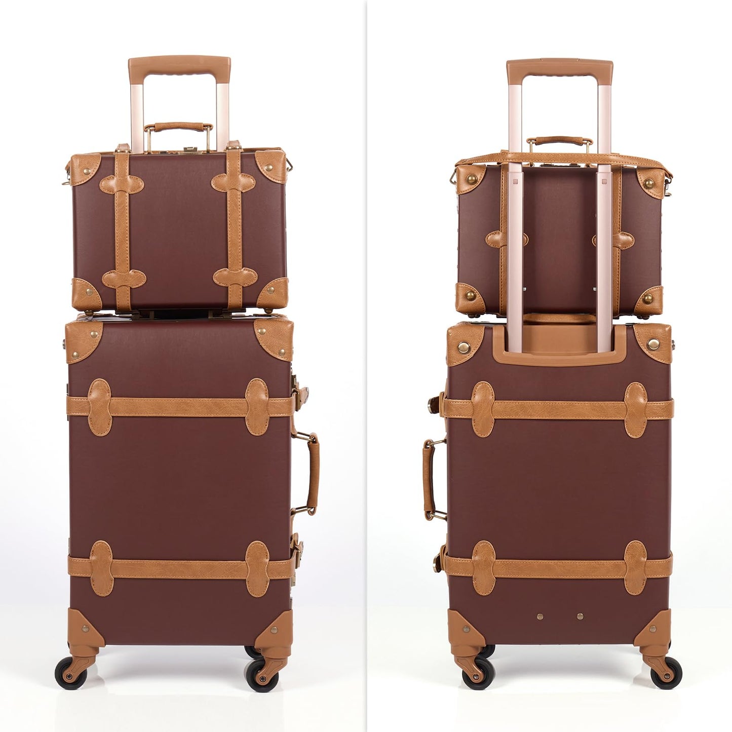 urecity Vintage Luggage Sets of 3 Piece - Hardside Lightweight Spinner Suitcases - Retro Travel Set includes Under Seat Train Case, 26"+20"+12"