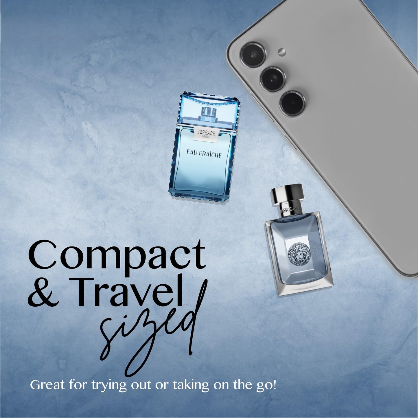 Set de 4 mini perfumes Versace para hombre: Eros, Pour Homme, Dylan Blue, Eau Fraiche. Muestras de perfumes para hombre (4 unidades, 0.17 oz). 