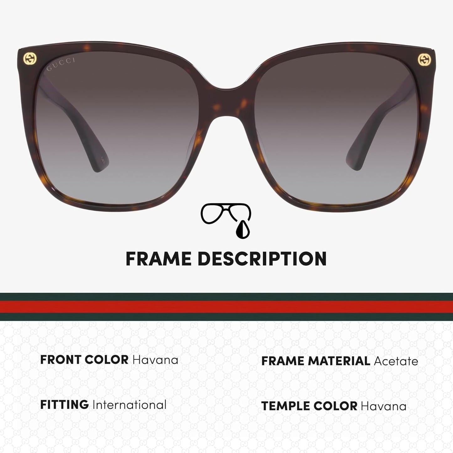 Gucci GG0022S Women Designer Square Shape Sunglasses: Square Frame Eyewear with Non-Polarized Lenses - Epitome of Luxury and Style
