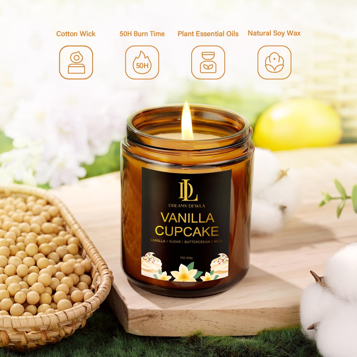 6 Pack Scented Candles Set, 42oz 300 Hour Long Lasting Candle, Soy Candles for Home Scented, Scents of Pink Sands/Coconut Vanilla/Bahama Breeze/Pineapple Cocktail/Sicilian Lemon/Vanilla Ice Cream