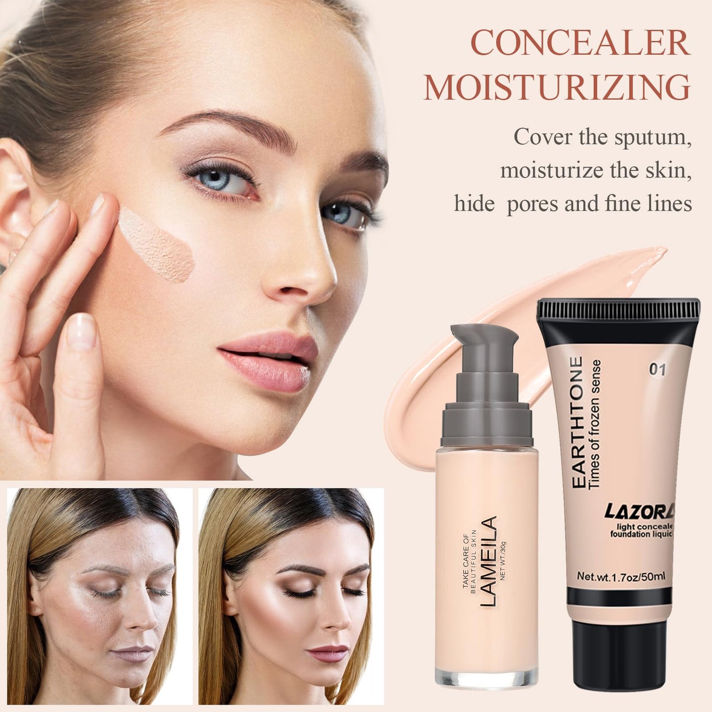 All-in-One Makeup Kit - Multi-Purpose Eyeshadow Palette, Concealer & Foundation - Portable Women's Full Makeup Kit