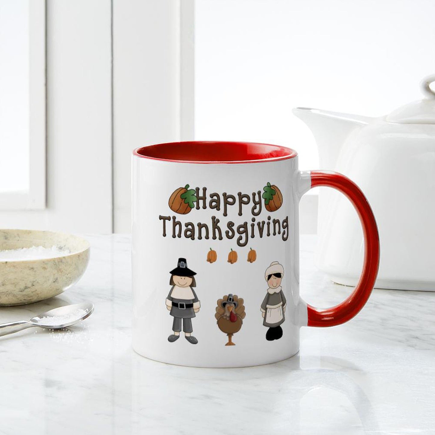 CafePress Happy Thanksgiving Turkey Mugs 11 oz (325 ml) Ceramic Coffee Mug