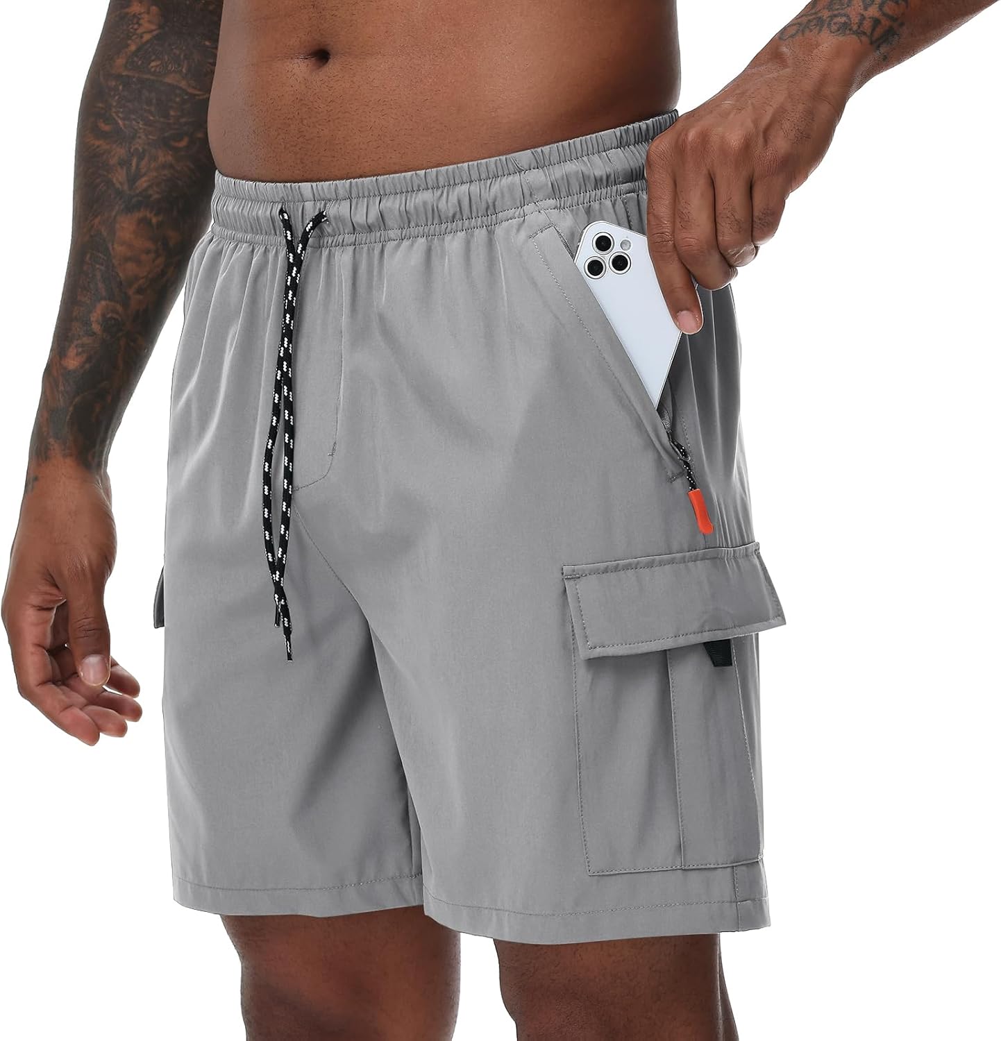 Men's Cargo Shorts Quick Dry Lightweight Stretch Hiking Shorts for Men with 5 Pockets No Lining