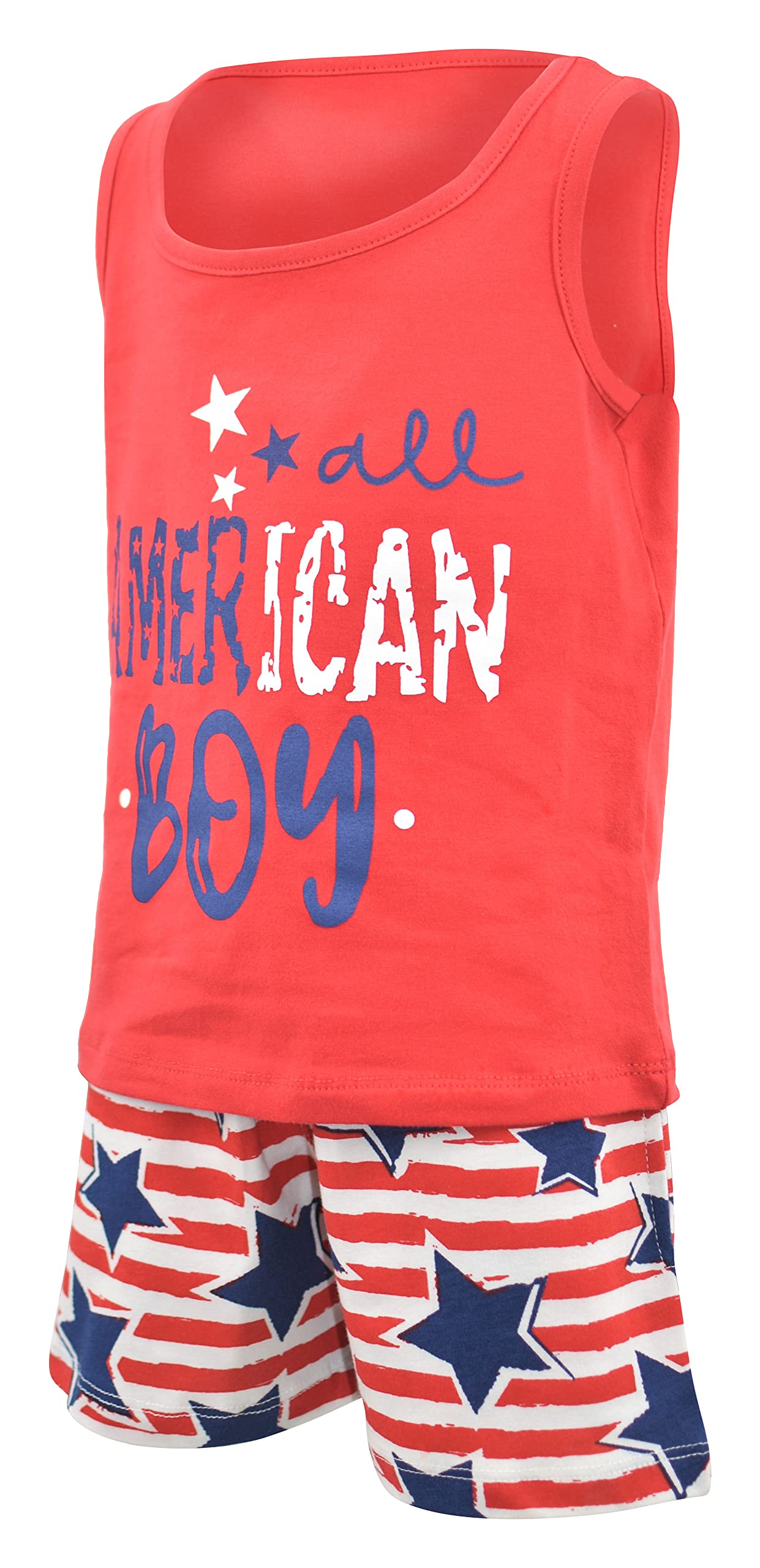 Unique Baby Boys American Boy 4th of July 2pc Tank Shorts Set