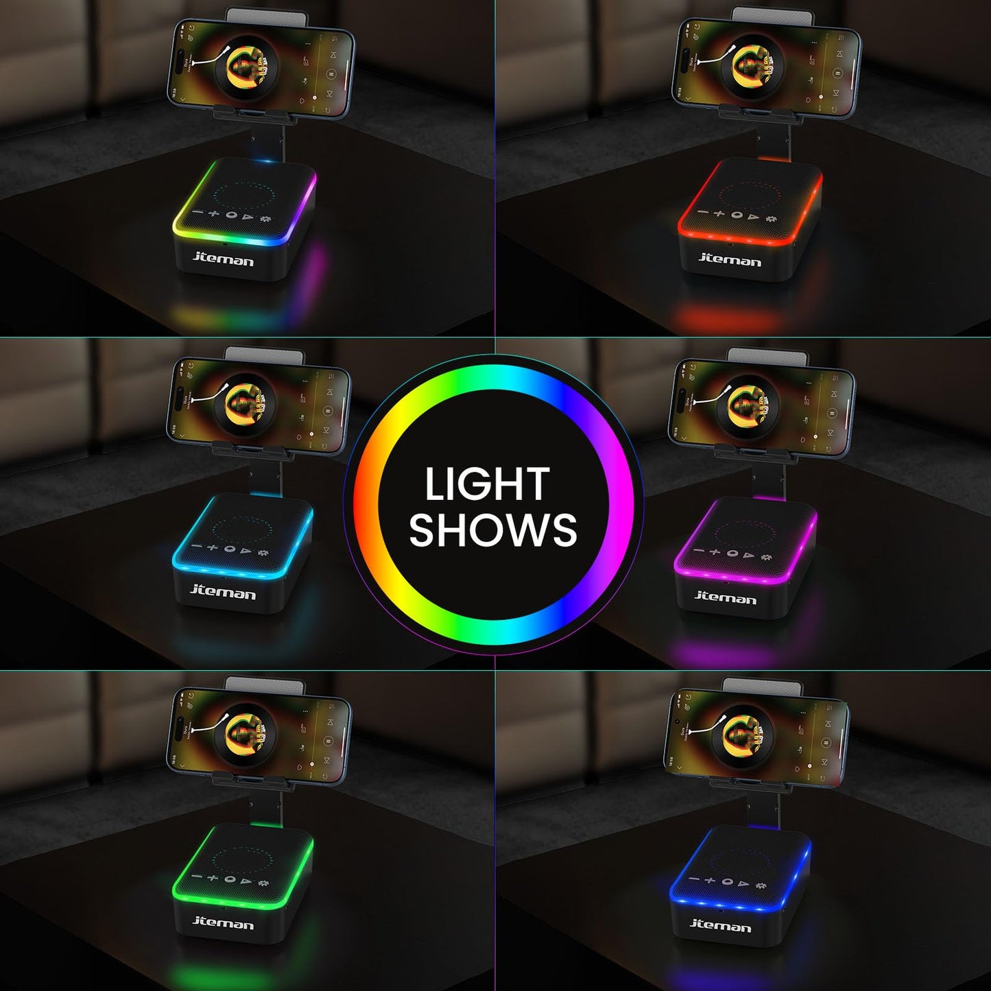 JTEMAN Gifts for Men Women,Cell Phone Stand with Bluetooth Speaker and LED Light,Cool Tech Gadgets,Unique Birthday Gifts for Men Husband Mom Dad-Pink