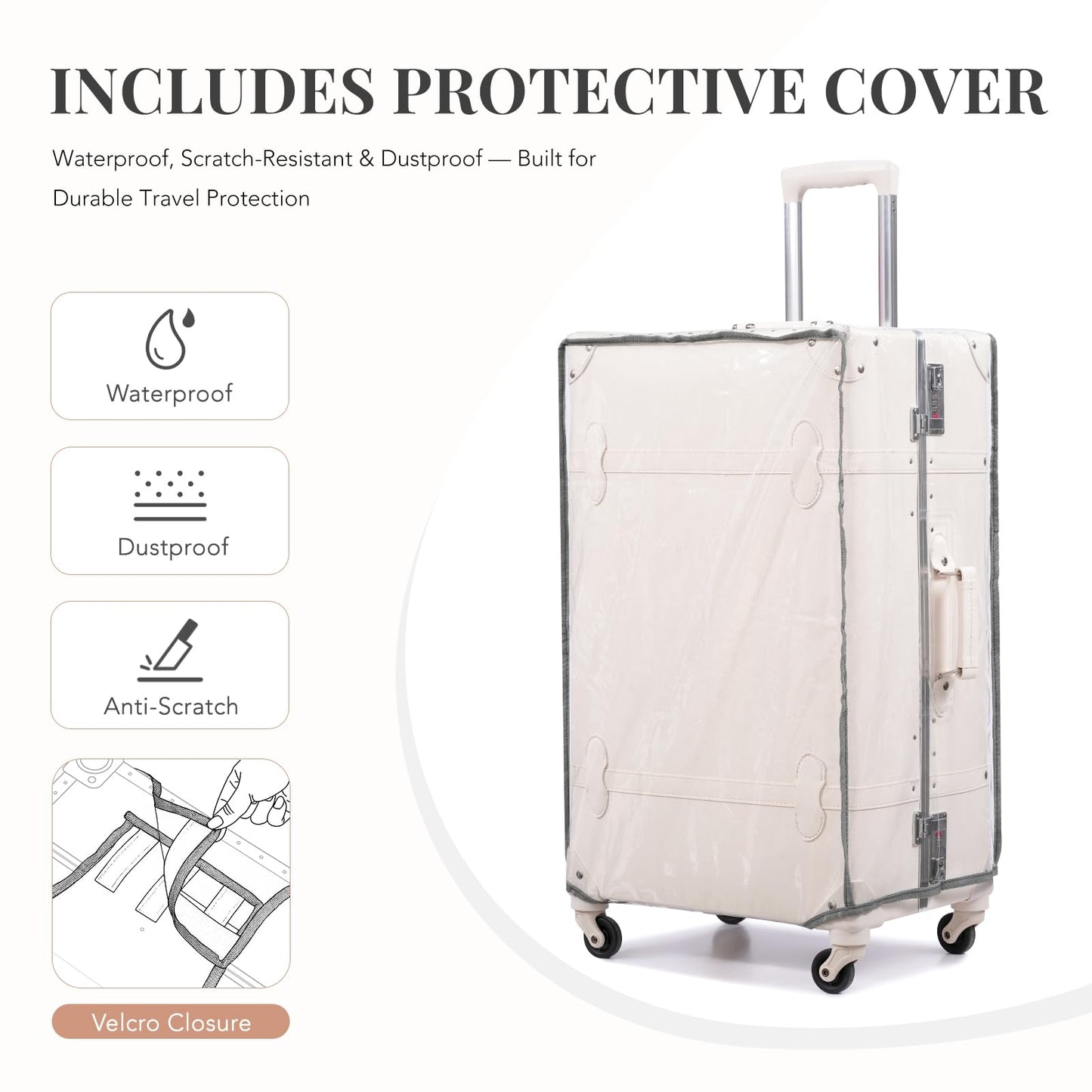 urecity Vintage Luggage Sets of 3 Piece - Hardside Lightweight Spinner Suitcases - Retro Travel Set includes Under Seat Train Case, 26"+20"+12"