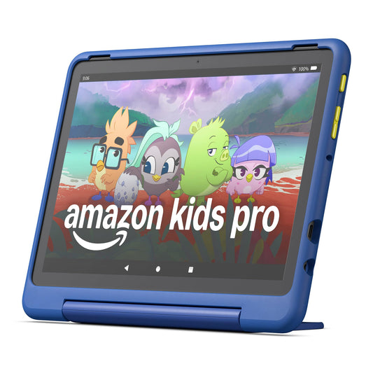 Amazon Fire HD 10 Kids Pro tablet (newest model) ages 6-12. Bright 10.1" HD screen, includes ad-free content, robust parental controls, 13-hr battery and slim case for older kids, 32 GB, Happy Day