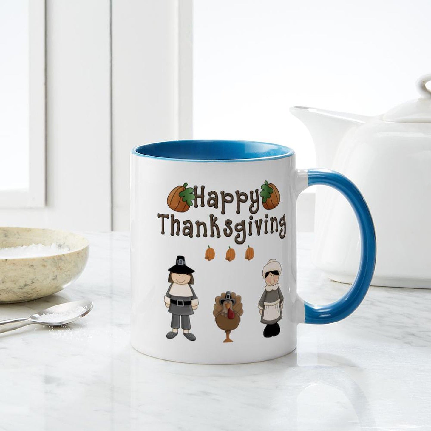 CafePress Happy Thanksgiving Turkey Mugs 11 oz (325 ml) Ceramic Coffee Mug