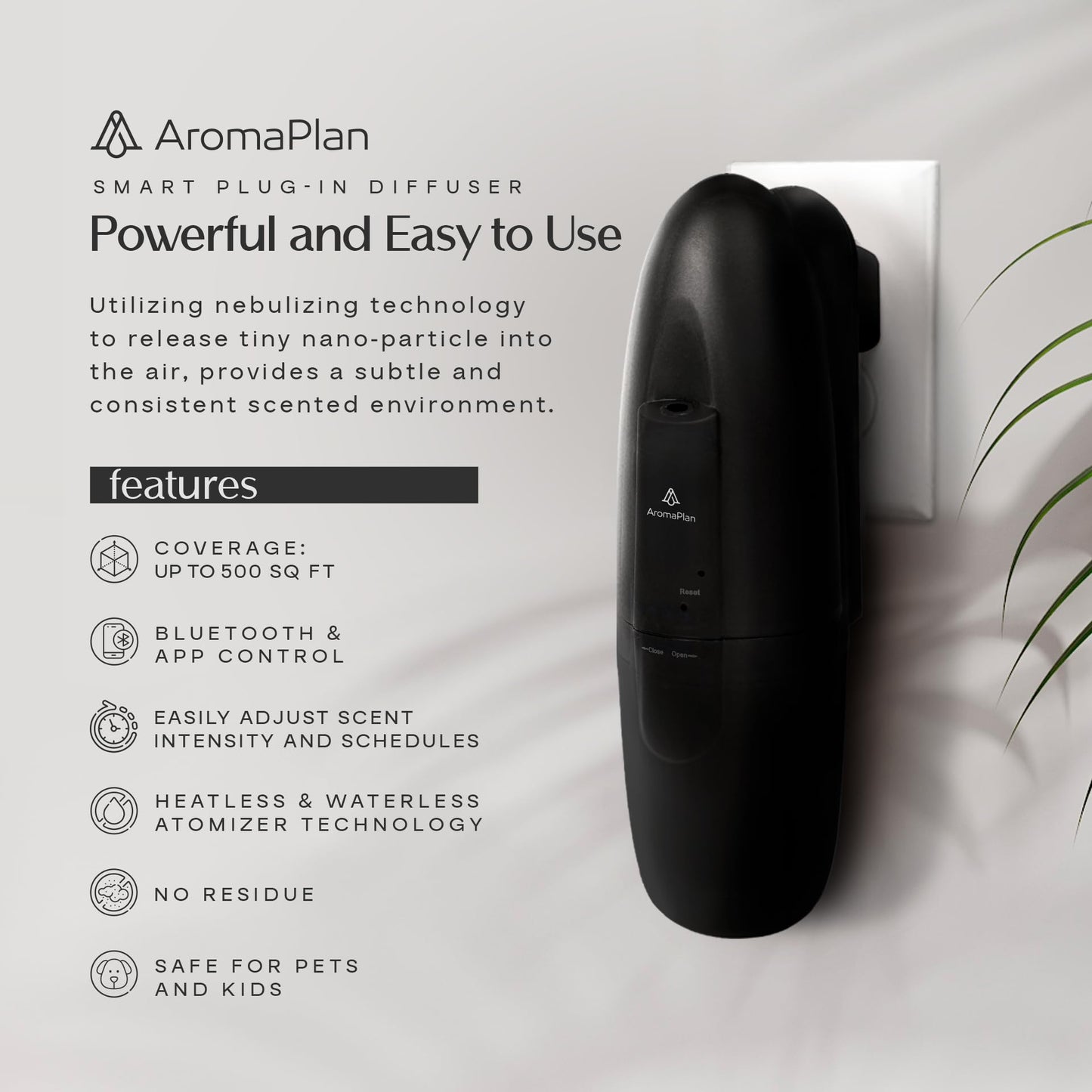 AROMAPLAN Authentic Plug in Waterless Diffuser - Up to 500 Sq. FT Coverage - Nanotechnology Plug in Oil Diffuser for Essential Oils -for Home and Office - Wall Silent & Waterless Oil Diffuser (White)