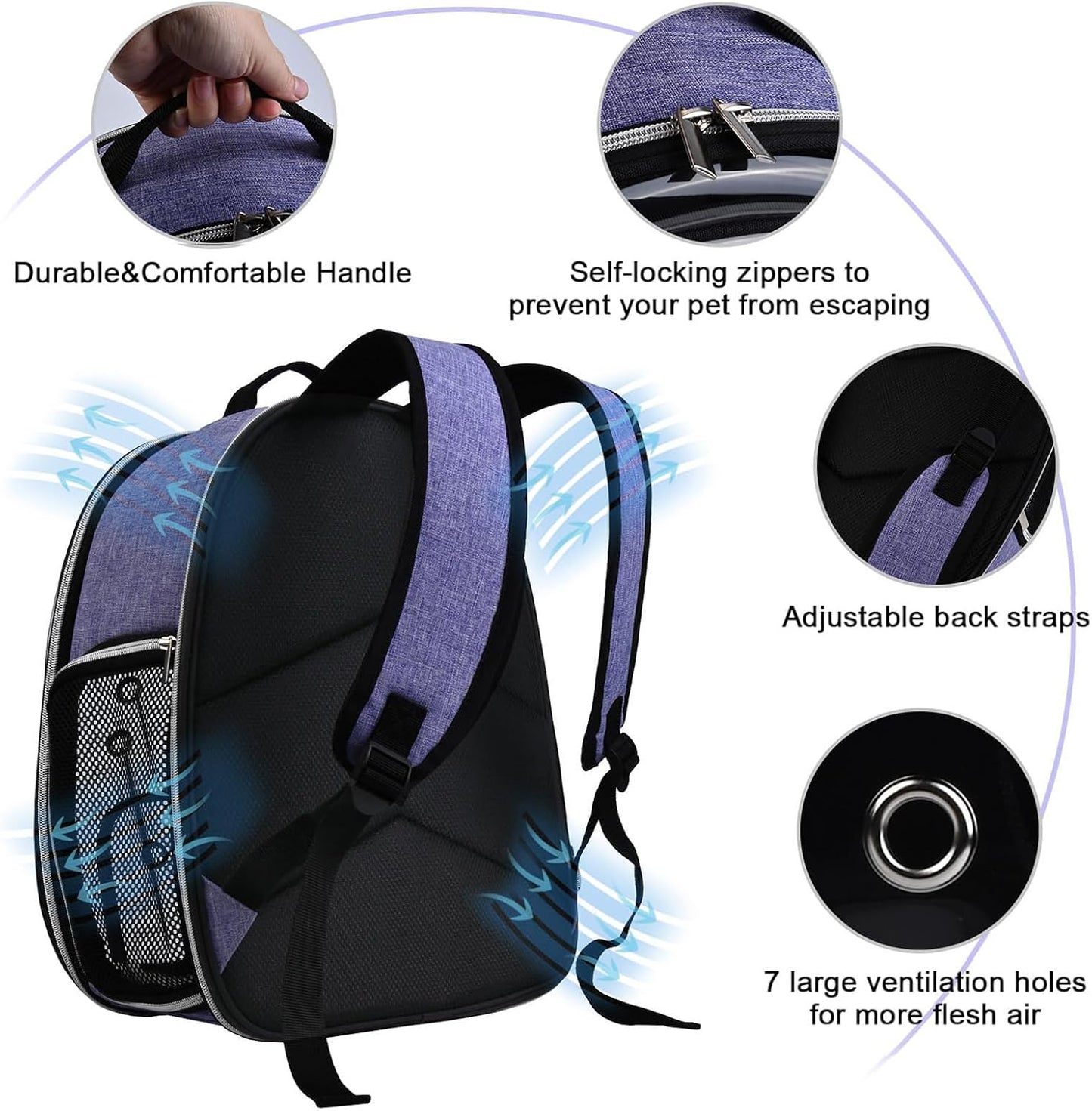 BAGLHER Cat and Dog Carrier Backpack Bubble - Fit Up to 18 Lbs - Airline-Approved Dog Backpack Carrier for Small Pets Puppies Dogs Bunny, Space Capsule Dog Carrier Backpack for Travel Outdoor Hiking, Purple