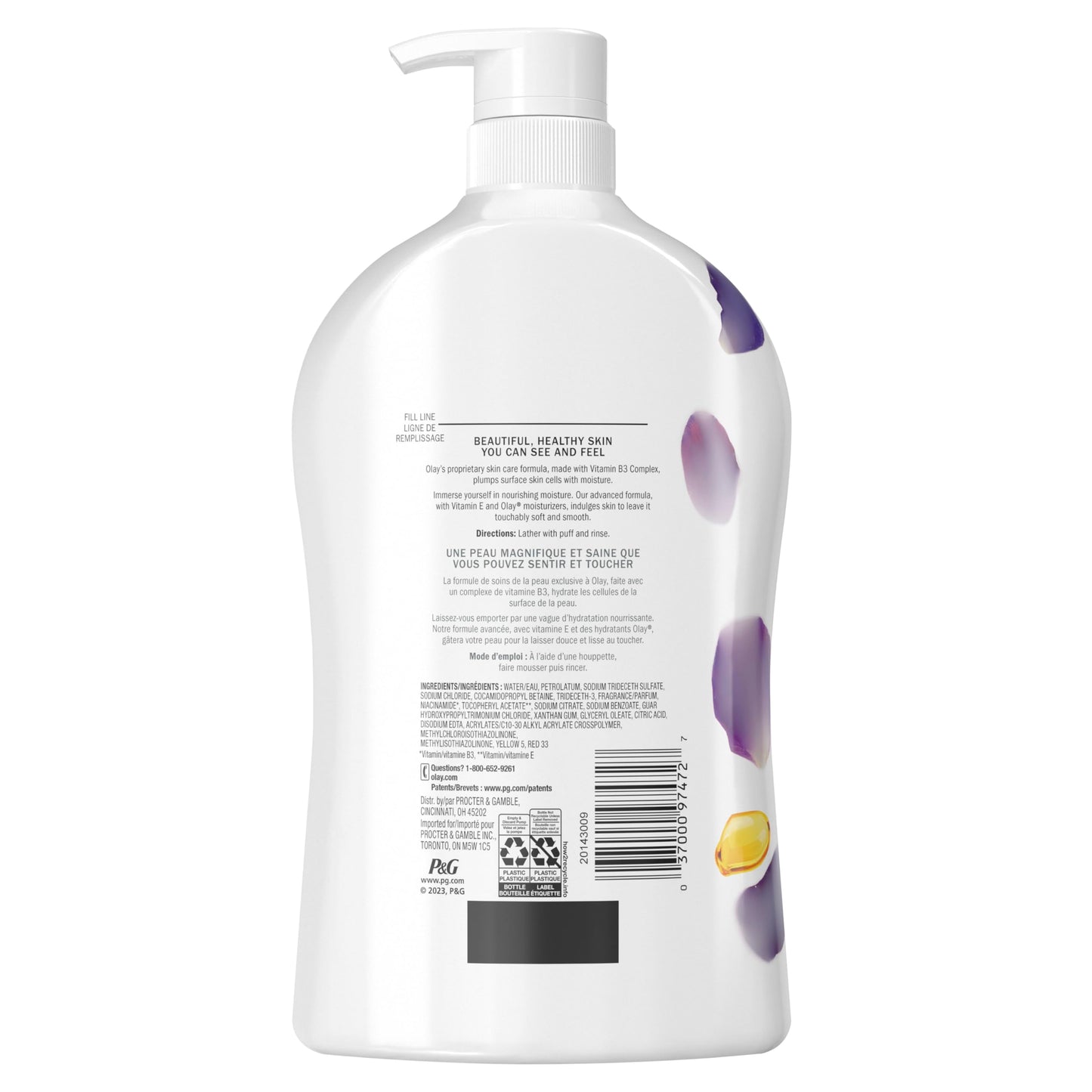 Olay Body Wash Age Defying with Vitamin E & B3 Complex, 24hr Moisturizing Formula, Promotes Visibly Smooth Skin, Ideal for Daily Use, 22 fl oz, (Pack of 2)