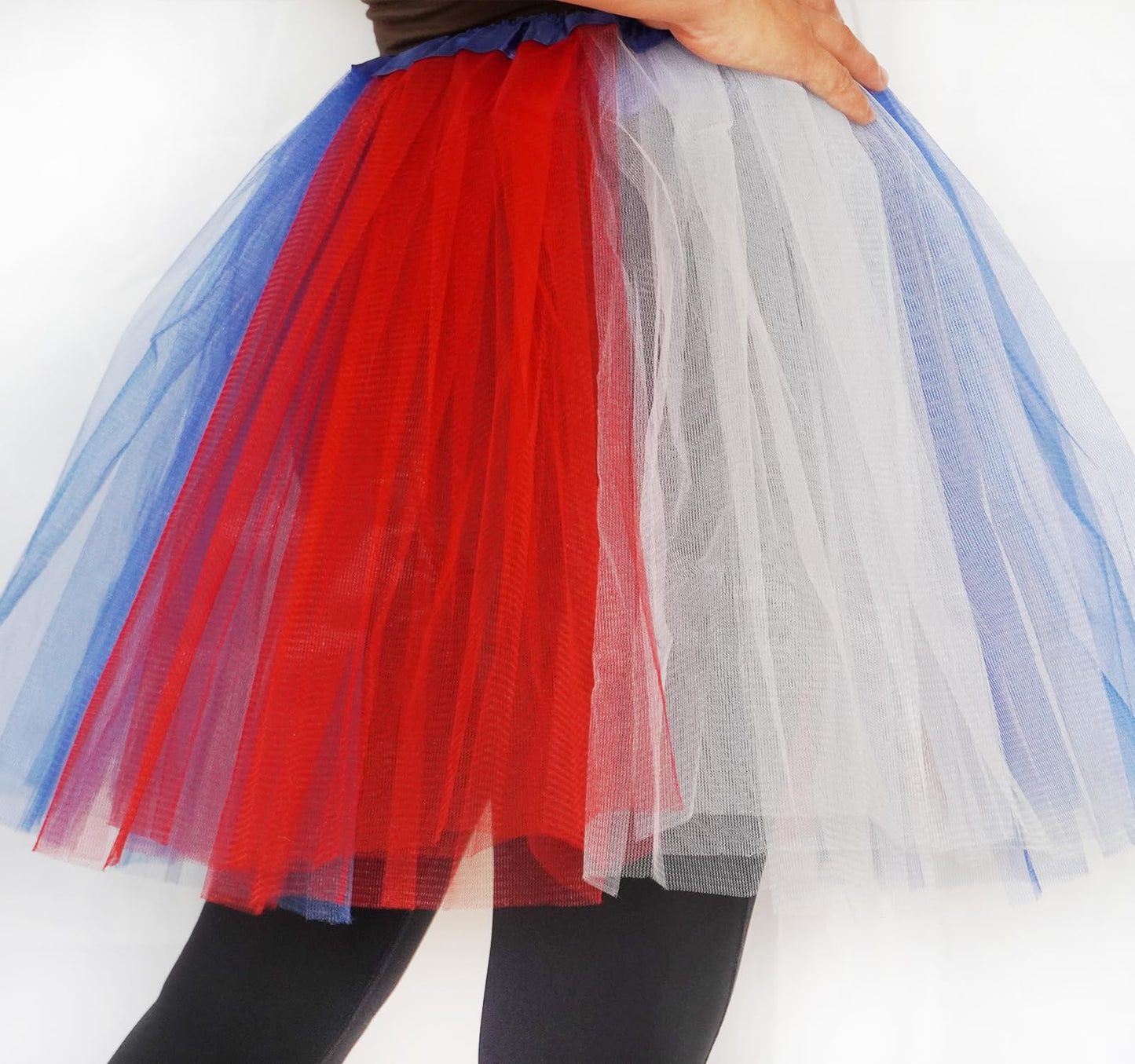 Plus Size Women Adult Red White Blue Running Tutu Skirt,Teens 4th of July Tutu L/3XL USA Star Tulle Skirt Patriotic Costume