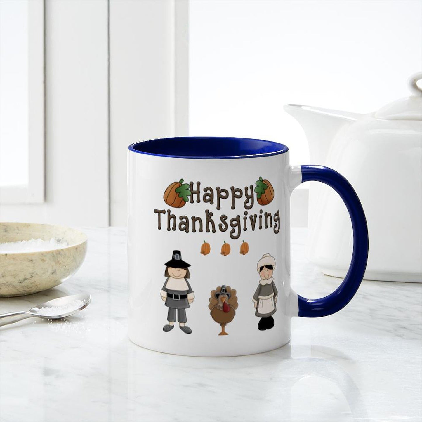 CafePress Happy Thanksgiving Turkey Mugs 11 oz (325 ml) Ceramic Coffee Mug