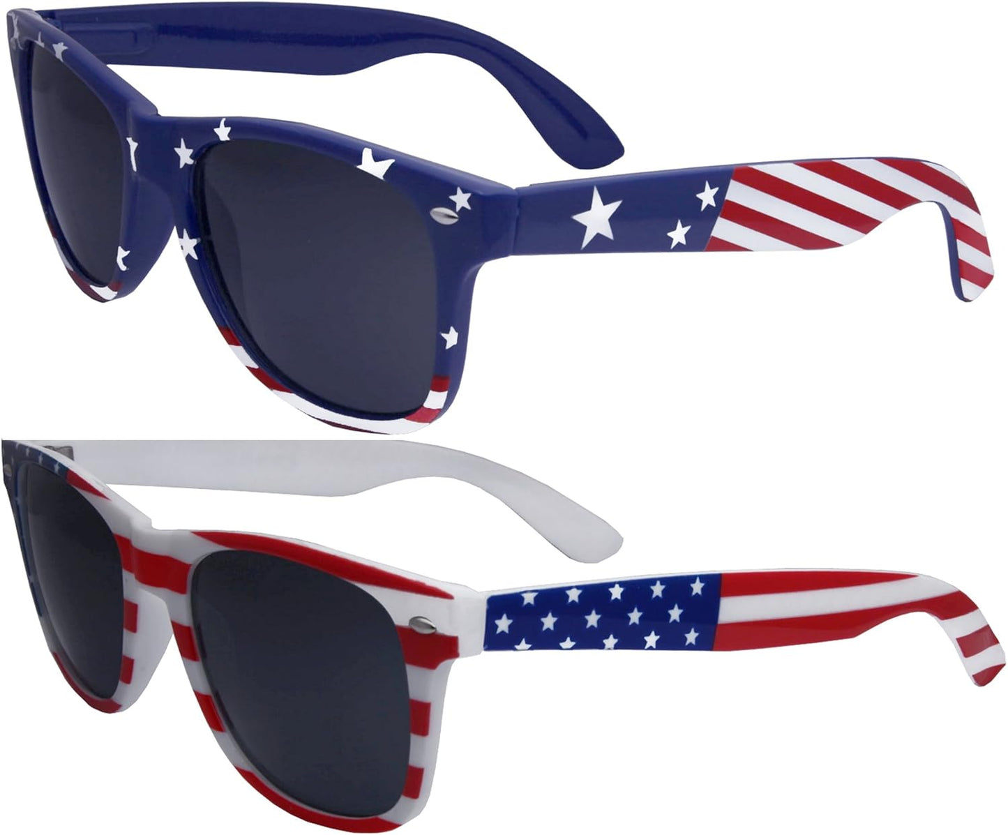 grinderPUNCH 2 Pairs Bulk American Sunglasses USA Flag Classic Patriot