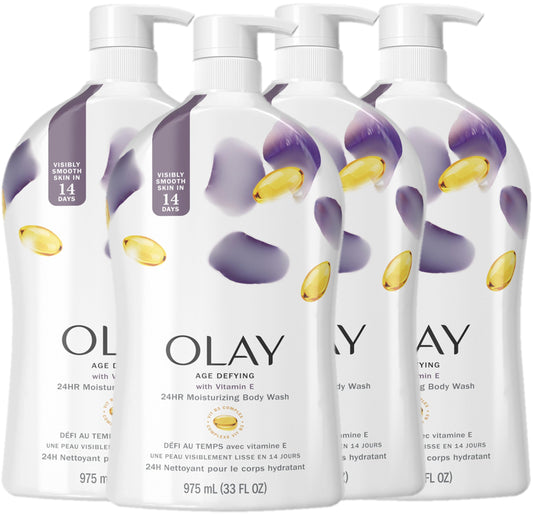 Olay Body Wash Age Defying with Vitamin E & B3 Complex, 24hr Moisturizing Formula, Promotes Visibly Smooth Skin, Ideal for Daily Use, 22 fl oz, (Pack of 2)