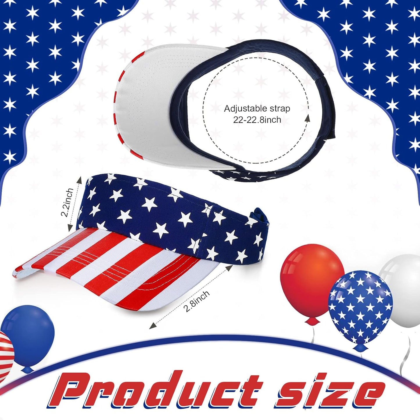 4 Pieces American USA Flag Visor Patriotic Visor Star Stripe Sun Visor Hat Adjustable Printed Twill Sun Protection Hat for Men Women