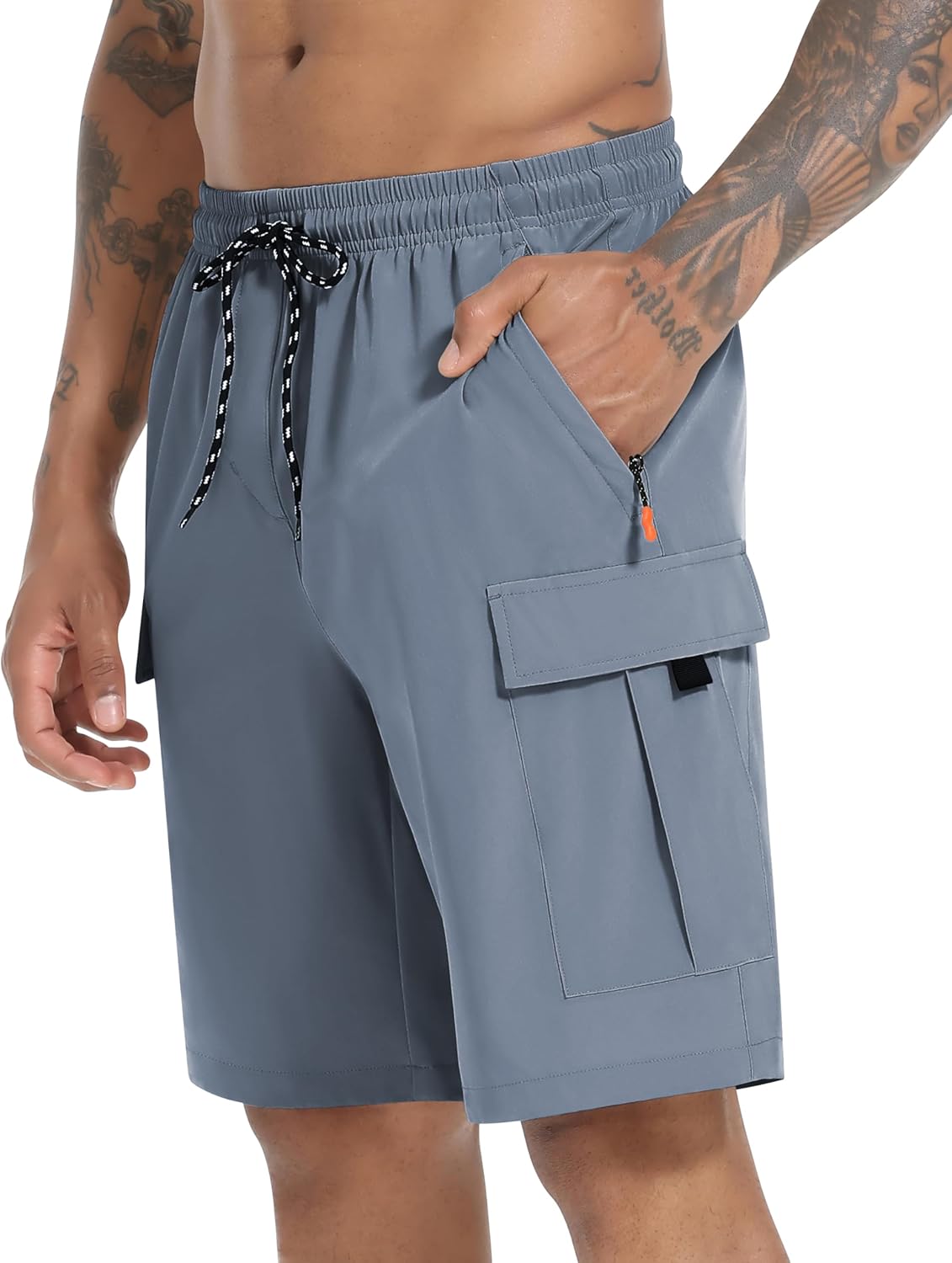 Men's Cargo Shorts Quick Dry Lightweight Stretch Hiking Shorts for Men with 5 Pockets No Lining