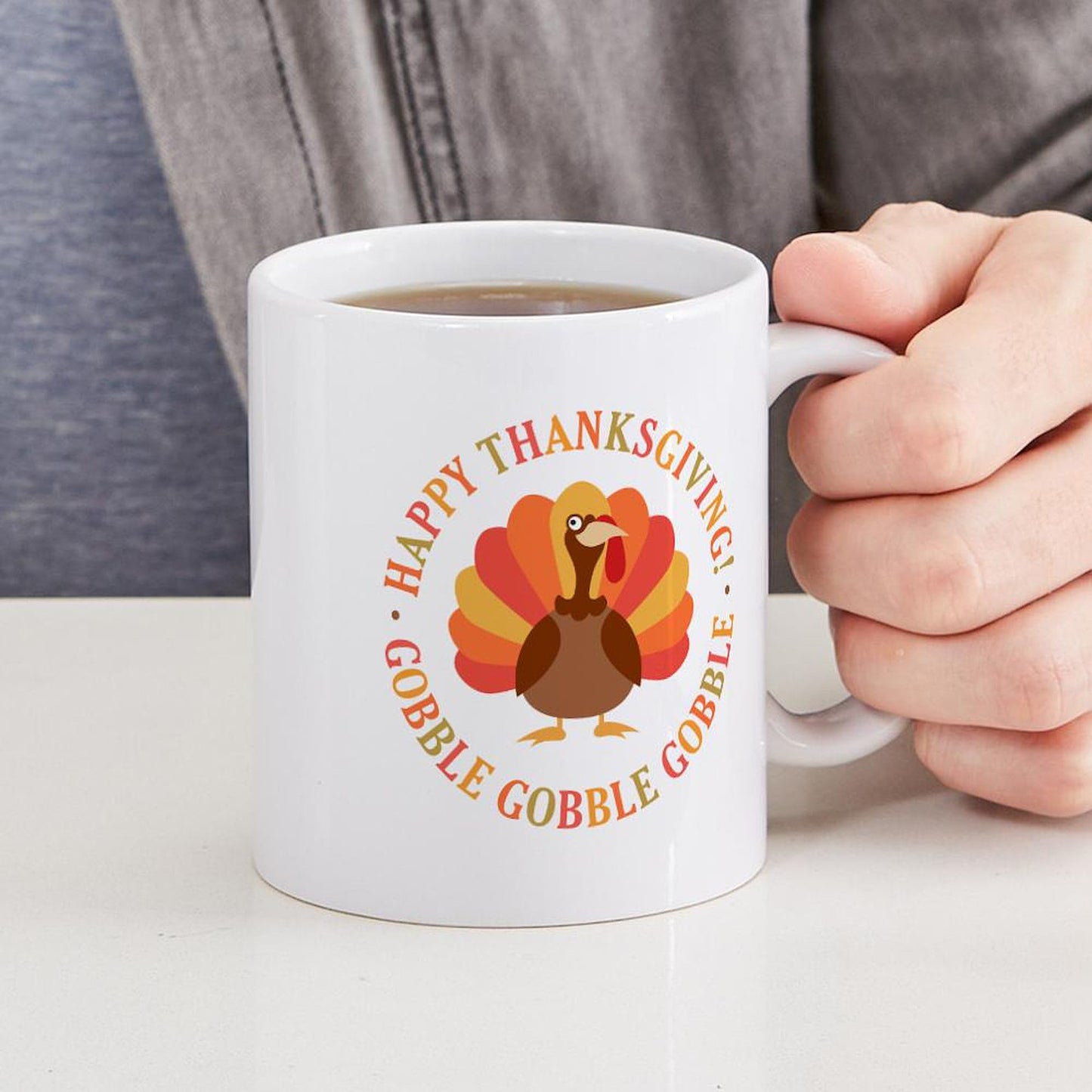 CafePress Happy Thanksgiving Turkey Mugs 11 oz (325 ml) Ceramic Coffee Mug