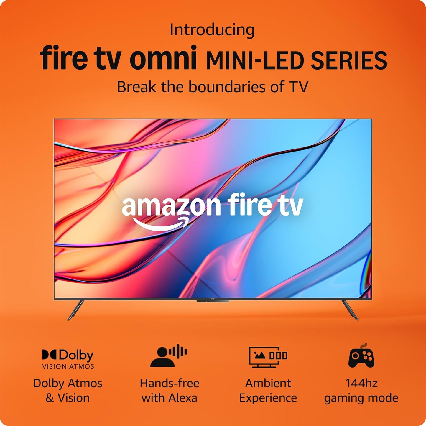Introducing Amazon Fire TV 65" Omni Mini-LED Series, QLED 4K UHD smart TV, Dolby Vision IQ, 144hz gaming mode, Ambient Experience, hands-free with Alexa, 2024 release
