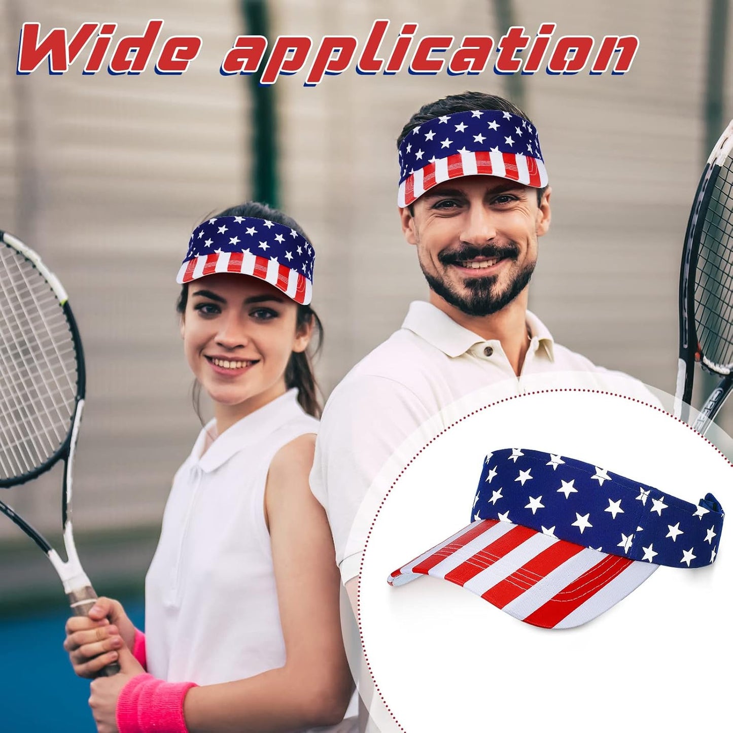 4 Pieces American USA Flag Visor Patriotic Visor Star Stripe Sun Visor Hat Adjustable Printed Twill Sun Protection Hat for Men Women