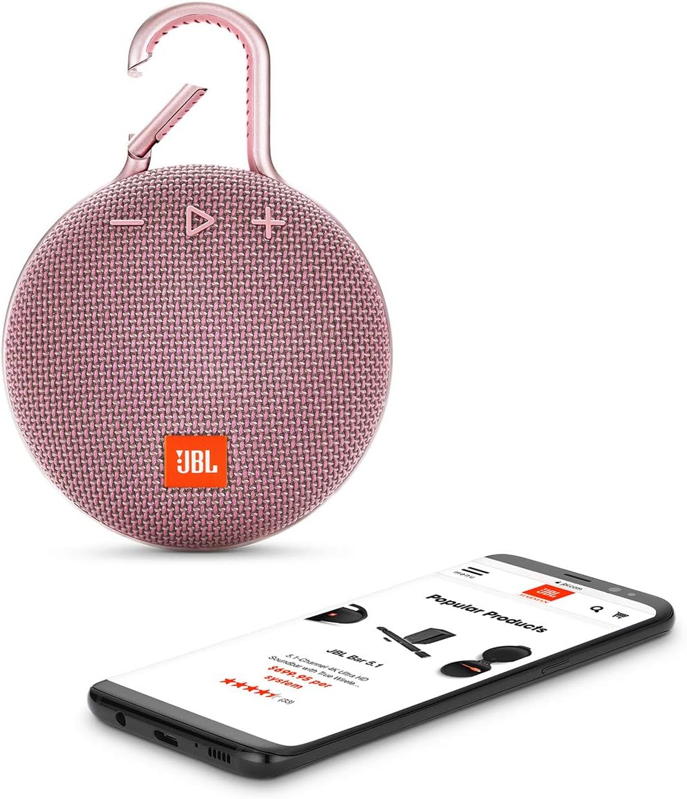 JBL Clip 3, Blue - Waterproof, Durable & Portable Bluetooth Speaker - Up to 10 Hours of Play - Includes Noise-Cancelling Speakerphone & Wireless Streaming