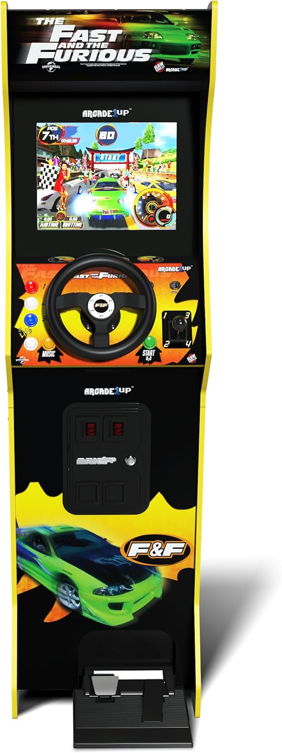 ARCADE1UP The Fast & The Furious Deluxe Arcade Game for Your Home, with 5-Foot-Tall Stand-up Cabinet, 2 Classic Games, and 17-inch LCD Screen