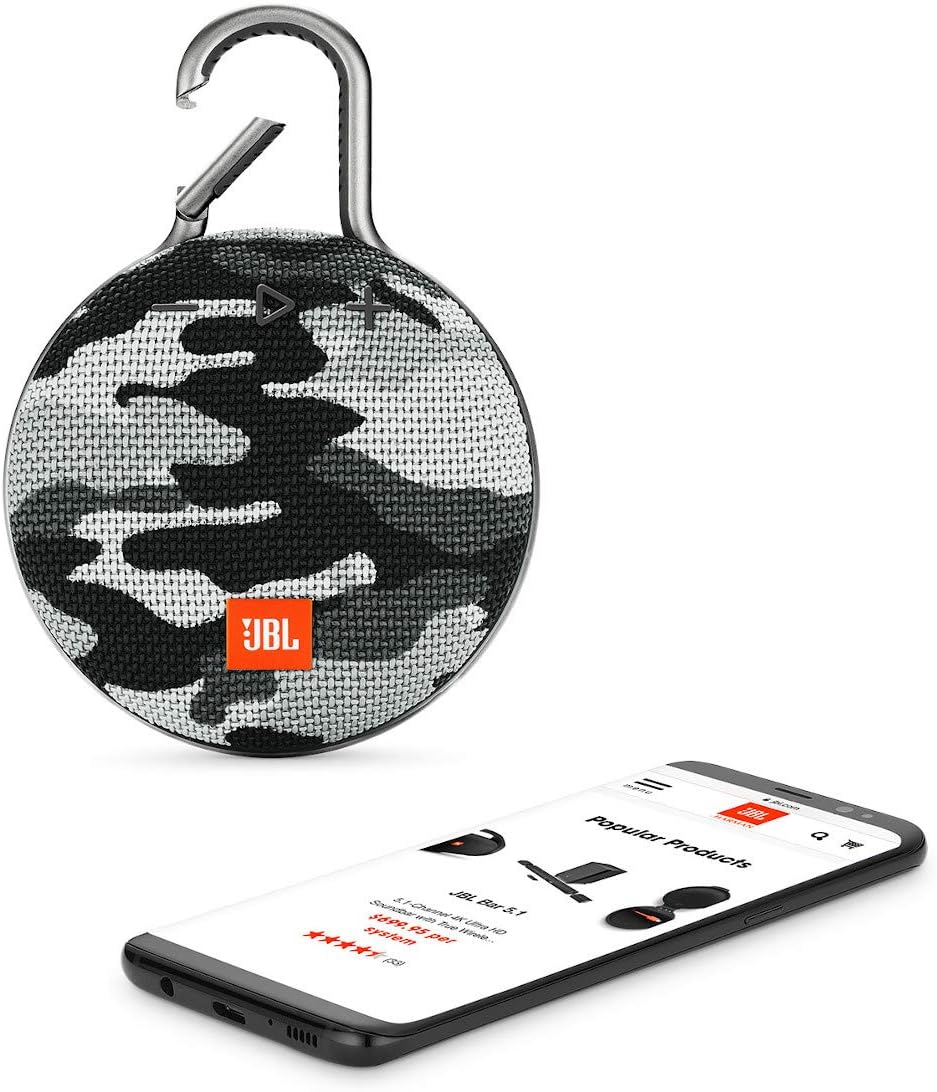 JBL Clip 3, Blue - Waterproof, Durable & Portable Bluetooth Speaker - Up to 10 Hours of Play - Includes Noise-Cancelling Speakerphone & Wireless Streaming