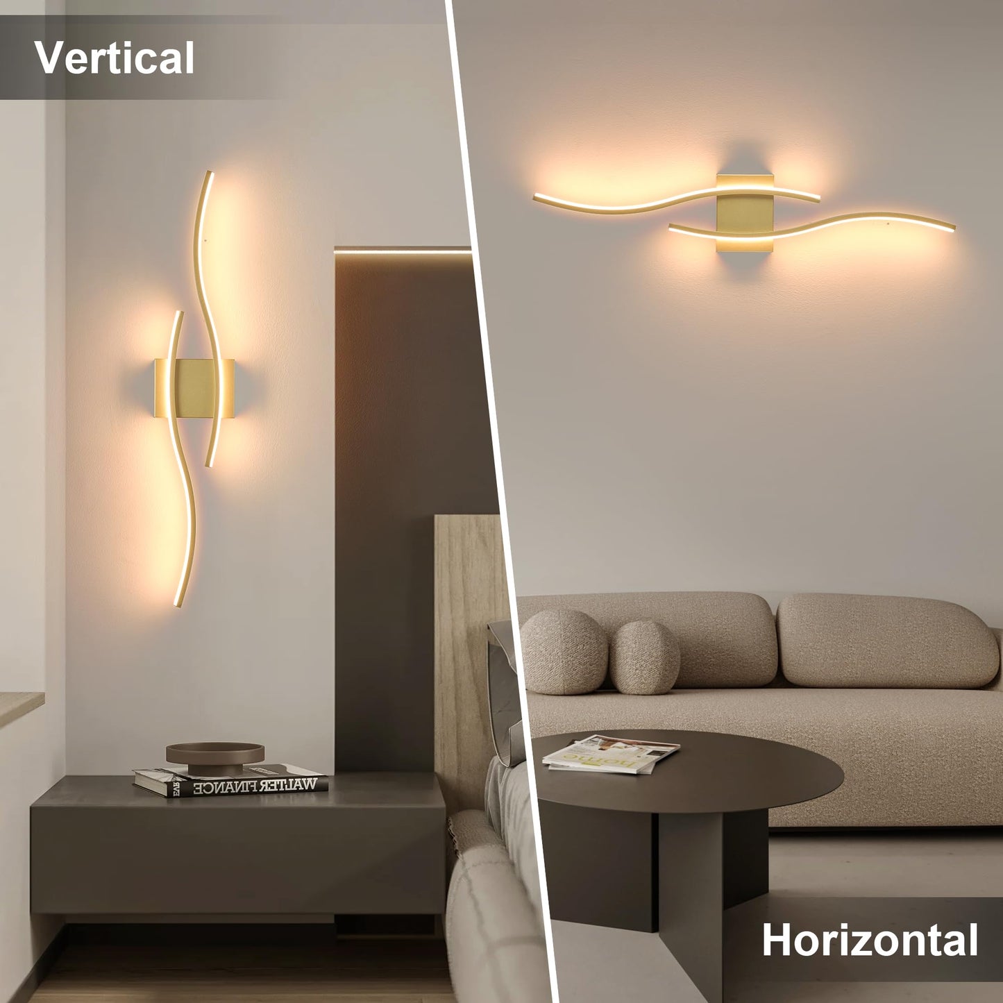 Battery Operated Wall Sconces Set of Two with Remote Control, Dimmable/3 Color/Night-Light/Timer/Memory, Black Modern Wireless LED Sconce for Living Room, Hallway, Bedroom, 39.3 Inch (2 Pack)