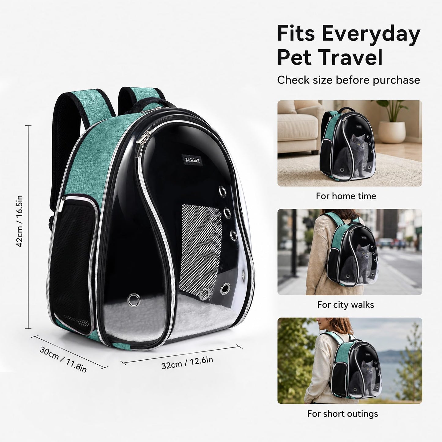 BAGLHER Cat and Dog Carrier Backpack Bubble - Fit Up to 18 Lbs - Airline-Approved Dog Backpack Carrier for Small Pets Puppies Dogs Bunny, Space Capsule Dog Carrier Backpack for Travel Outdoor Hiking, Purple