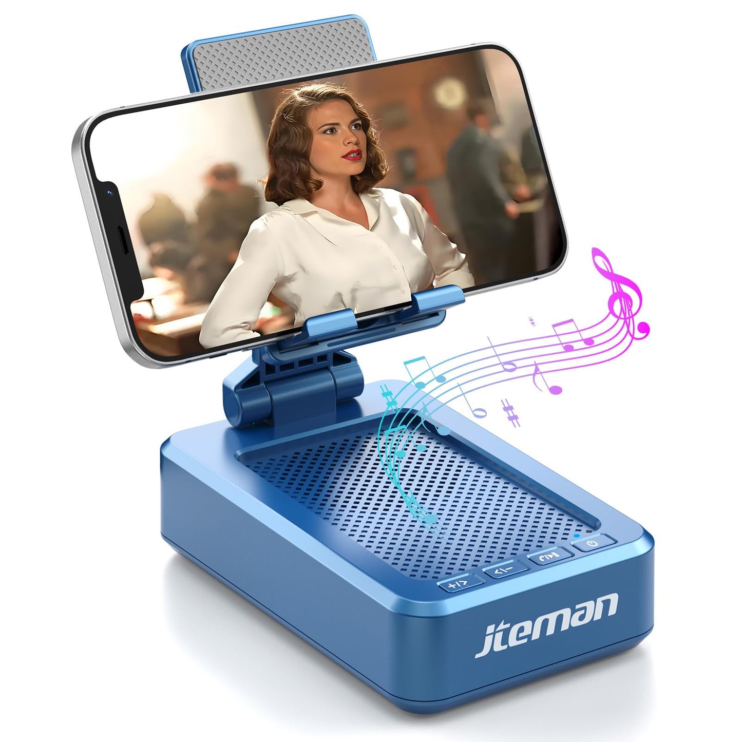 JTEMAN Tablet Stand Adjustable with Bluetooth Speakers,Kitchen Gadgets,Gifts for Women Men,Wireless Bluetooth Speaker Tablet Holder,Desk Mic Charging Sation Compatible with Phones and Tablet