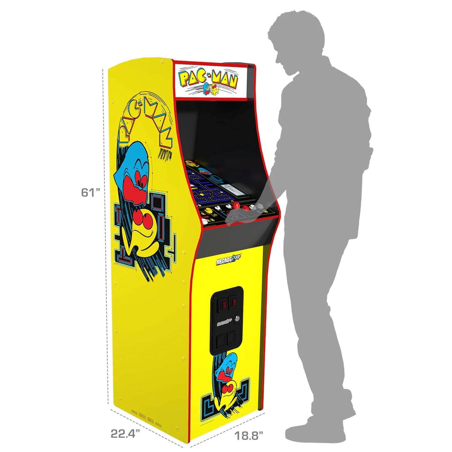 Arcade1Up PAC-MAN Deluxe Arcade Machine, built for your home, with 5-foot-tall full-size stand-up cabinet, 14 classic games, and 17-inch screen