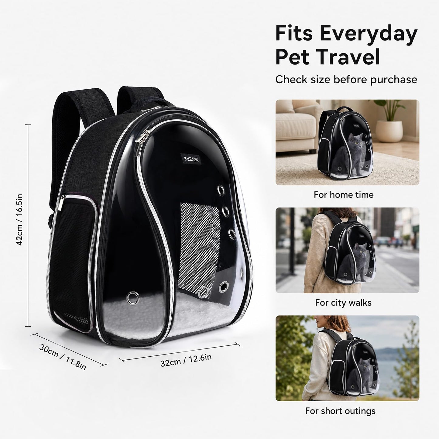 BAGLHER Cat and Dog Carrier Backpack Bubble - Fit Up to 18 Lbs - Airline-Approved Dog Backpack Carrier for Small Pets Puppies Dogs Bunny, Space Capsule Dog Carrier Backpack for Travel Outdoor Hiking, Purple