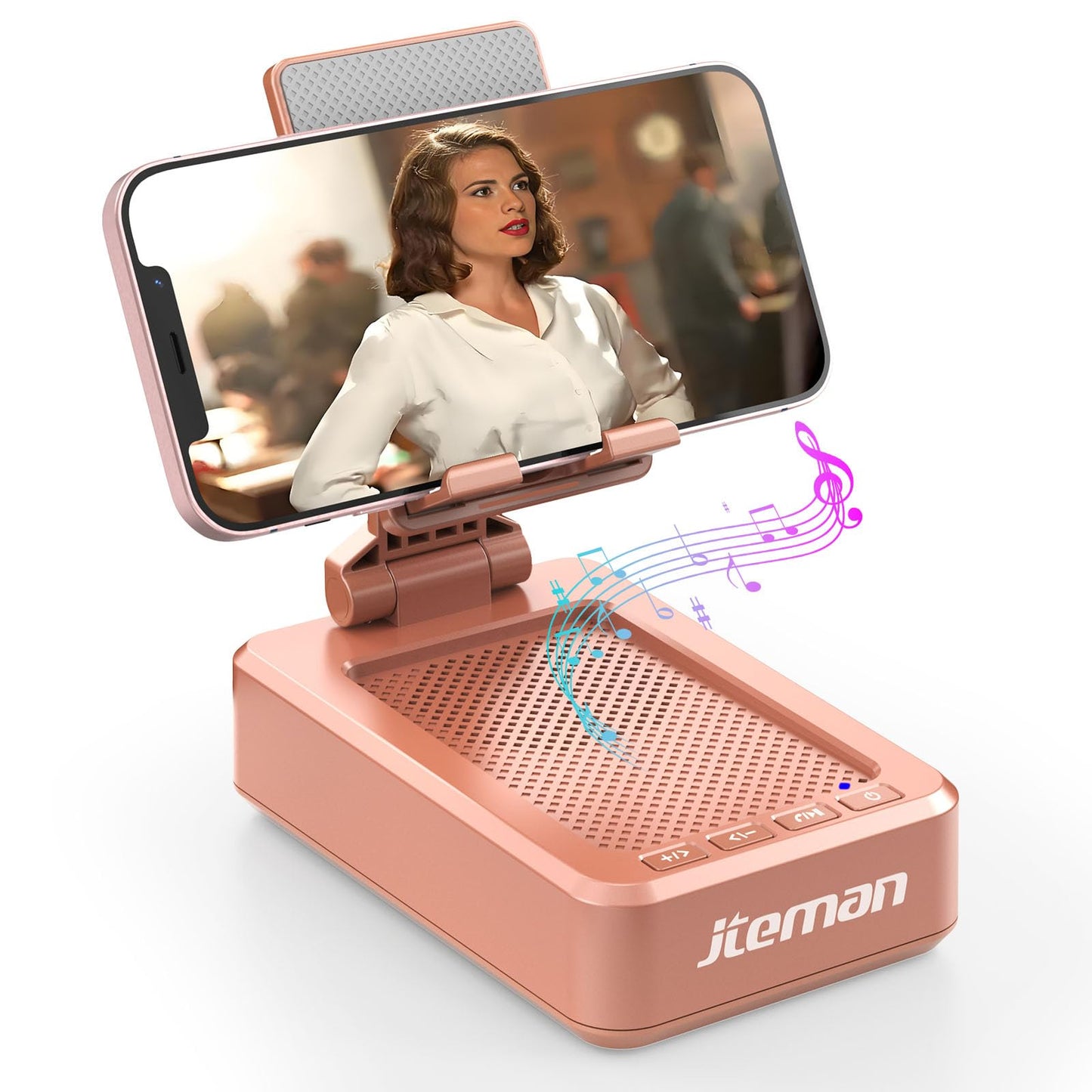 JTEMAN Tablet Stand Adjustable with Bluetooth Speakers,Kitchen Gadgets,Gifts for Women Men,Wireless Bluetooth Speaker Tablet Holder,Desk Mic Charging Sation Compatible with Phones and Tablet