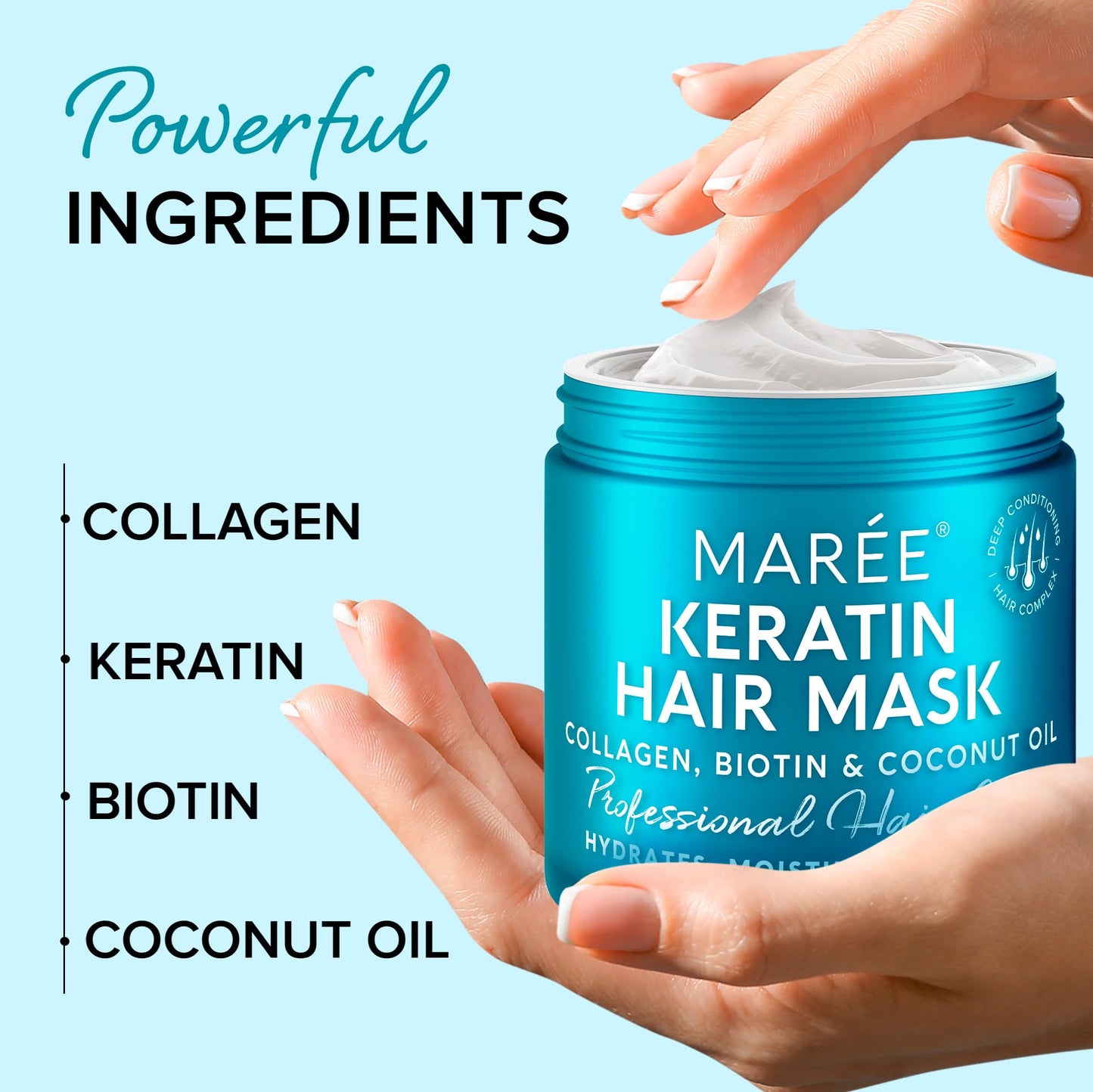 MAREE Hair Mask for Damaged Hair - Keratin Treatment Conditioner - Extremely Deep Conditioning Mask, Hydrating & Repairing, Keratina Mascarilla Para el Cabello